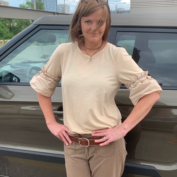 ❣️SALE❣️ Love Riche Taupe Jeweled Top - Picture 5 of 5